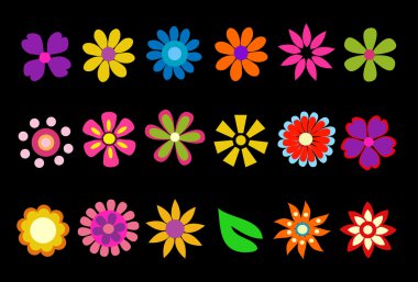 Renkli bahar çiçekleri vektör illüstrasyonu