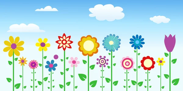 Colorful spring flowers vector illustration — Stock Vector