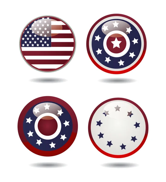 Estados Unidos Bandeira Glossy Buttons — Vetor de Stock