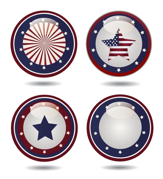 Ηνωμένες Πολιτείες σημαία γυαλιστερά κουμπιά — Διανυσματικό Αρχείο