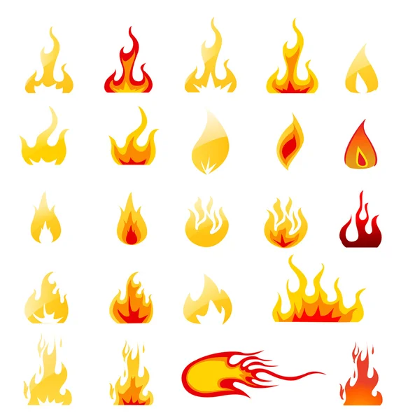 Ogień ikony wektor zestaw — Wektor stockowy
