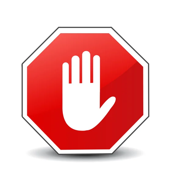 No entry hand sign on white background — Stock Vector