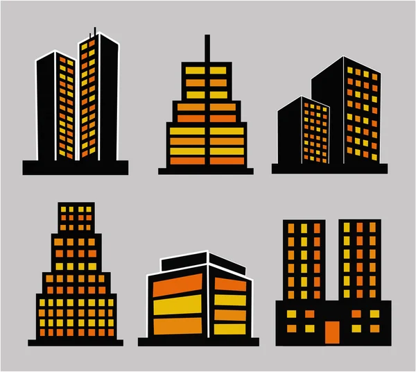 Commercial building icons — Stock Vector