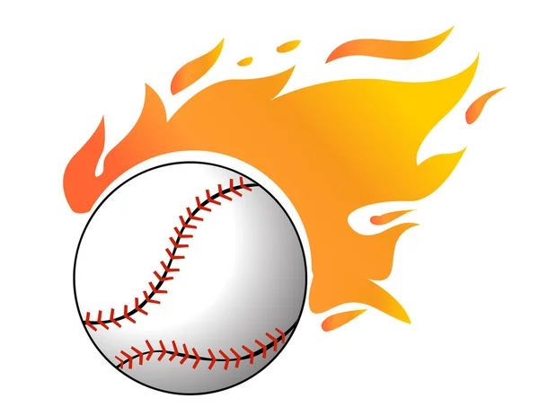 Baseball with flames vector — Stock Vector