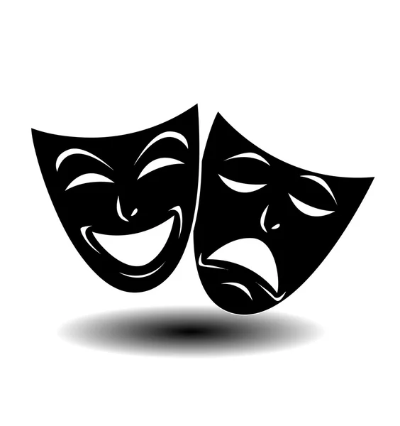 Színház ikon, boldog és szomorú maszkok — Stock Vector