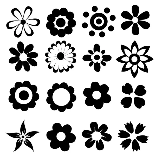 Silhouettes of simple vector flowers — Stock Vector