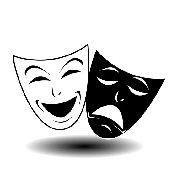 Theater pictogram met gelukkig en droevig maskers — Stockvector