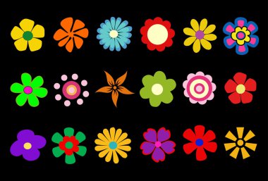 Renkli bahar çiçekleri vektör illüstrasyonu