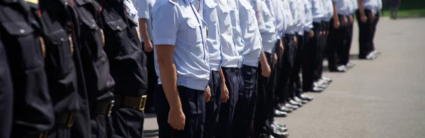 Line Detachment Police Officers City Street Square Problems Opposition Rallies — Stock Photo, Image