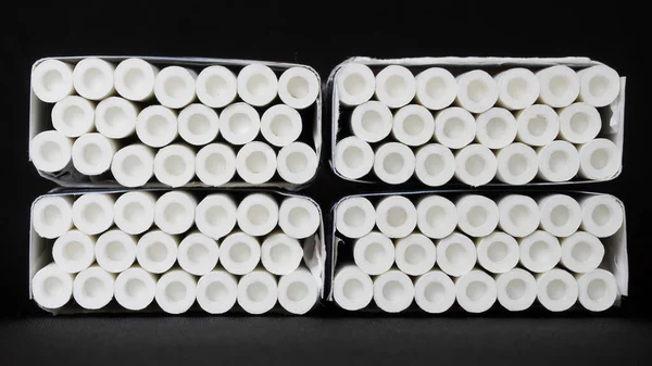 Many Cigarettes White Filters Built Innovative Air Chambers Lie Four — Stock Photo, Image