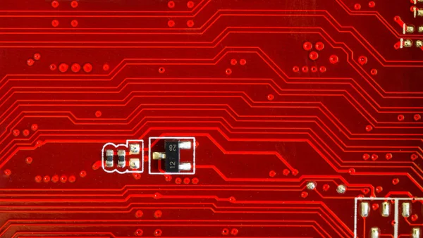 Ślady Czerwonej Tekturze Tło Lub Tło Ilustracja Techniczna Makro Zbliżenie — Zdjęcie stockowe