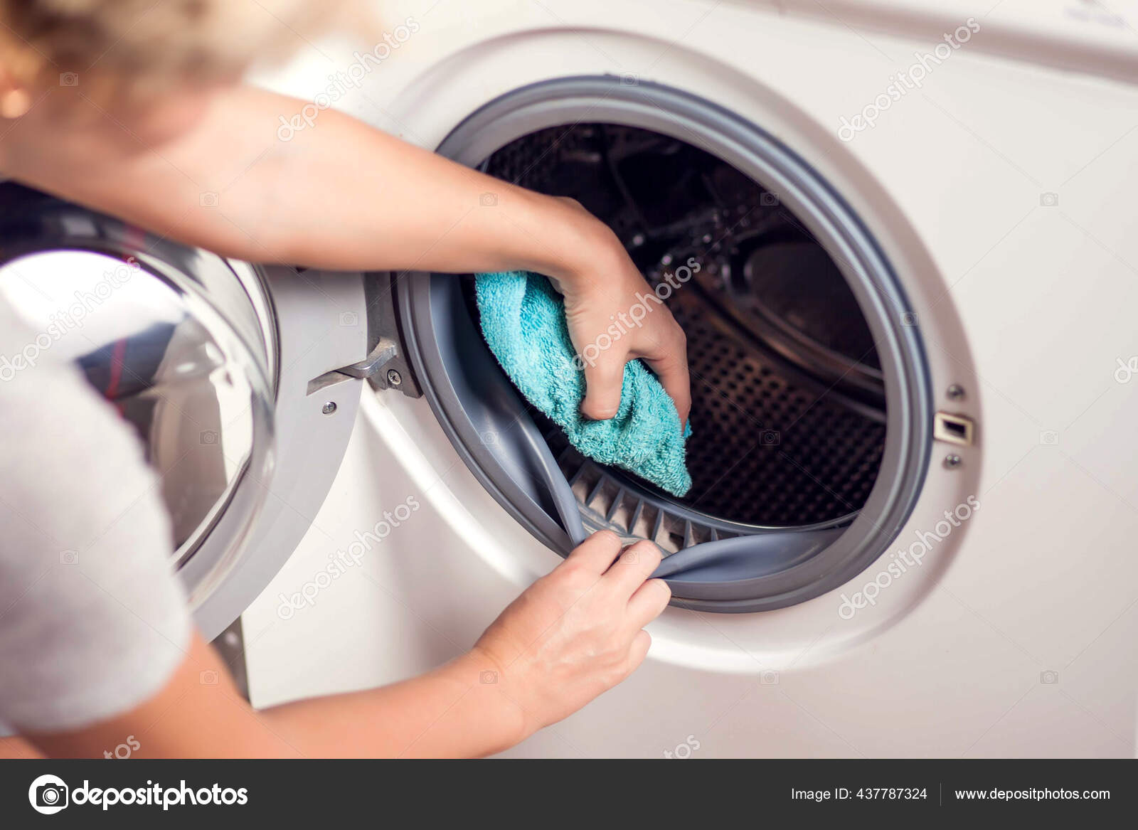 Dirty Moldy Washing Machine Sealing Rubber Drum Close Mold Dirt Stock