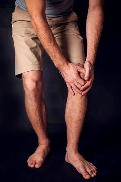 Manusia Merasakan Sakit Lutut Orang Orang Konsep Kesehatan Dan Obat — Stok Foto