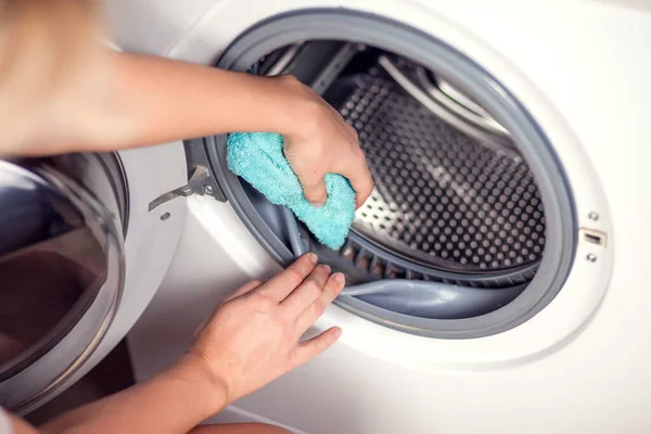 Dirty Moldy Washing Machine Sealing Rubber Drum Close Mold Dirt Stock Image