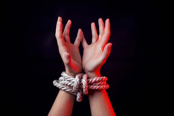 Woman Bound Hands Woman Violence Concept — Stock Photo, Image