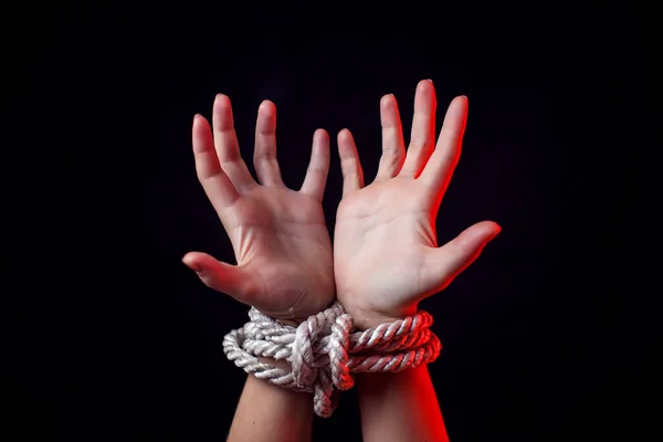 Woman Bound Hands Woman Violence Concept — Stock Photo, Image