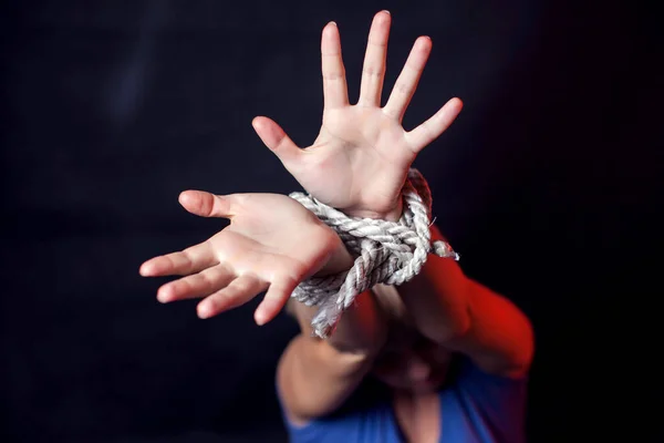 Woman Bound Hands Woman Violence Concept — Stock Photo, Image