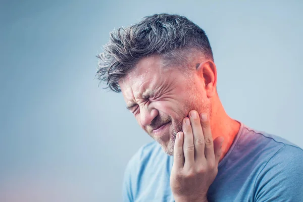 Toothache Medicine Health Care Concept Teeth Problem Young Man Suffering — Stock Photo, Image