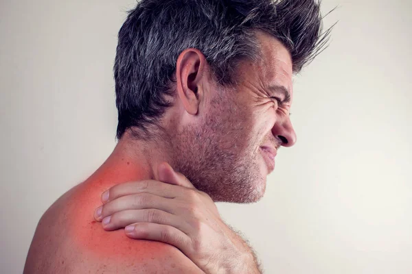 Nsan Güçlü Boyun Ağrısı Hisseder Halk Sağlık Tıp Konsepti — Stok fotoğraf