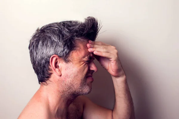 Manusia Merasa Sakit Kepala Yang Kuat Orang Orang Konsep Kesehatan — Stok Foto