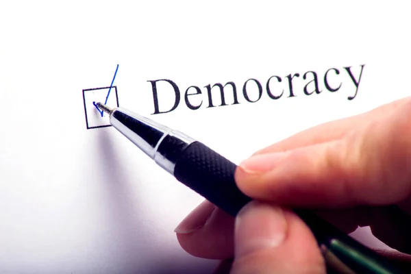 Democracy Checkbox Cross White Paper Checklist Concept — Stock Photo, Image