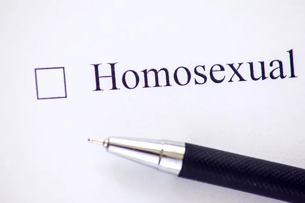 Checklista Med Ett Ord Homosexuell Vitt Papper Med Penna Koncept — Stockfoto