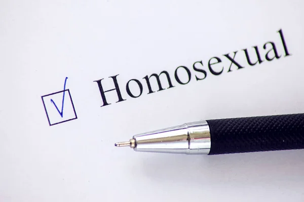 Lista Verificação Com Uma Palavra Heterosexual Papel Branco Com Caneta — Fotografia de Stock