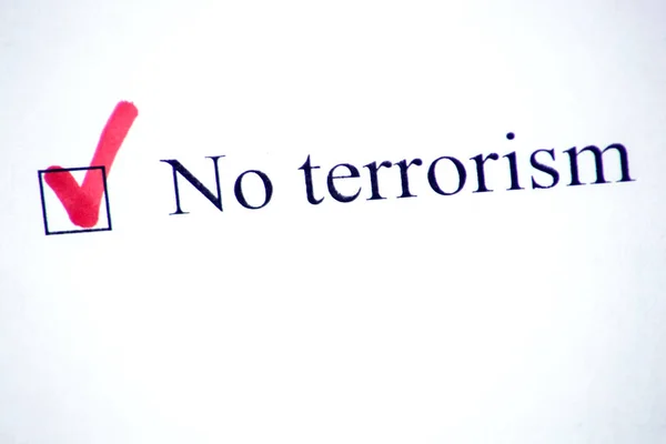 Lista Controllo Con Una Parola Terrorism Carta Bianca Con Penna — Foto Stock