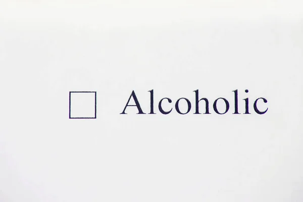 チェックボックス アルコールの単語 フォームと医療の概念を確認する — ストック写真