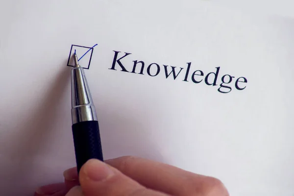 Checklist box - Knowledge word. Check form concept