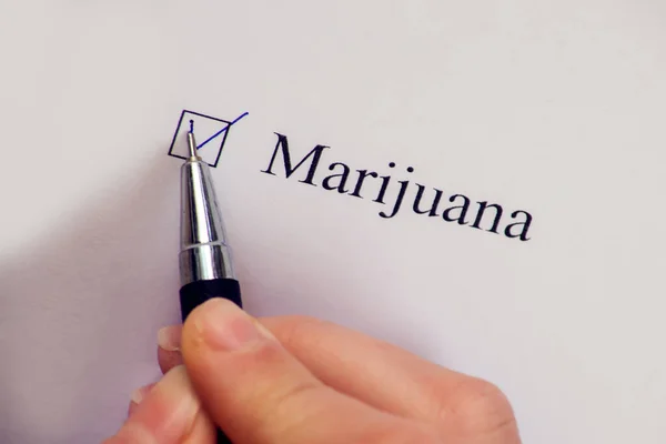 Checklist Box Marijuana Word White Paper Check Form Concept — Stock Photo, Image