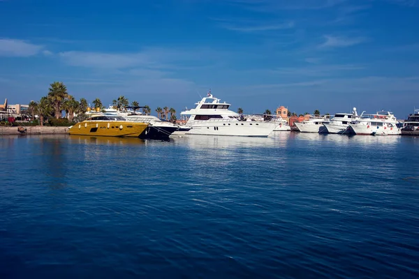 Hurghada Stad Egypte 2018 December Jachten Parkeren Nieuwe Marina — Stockfoto
