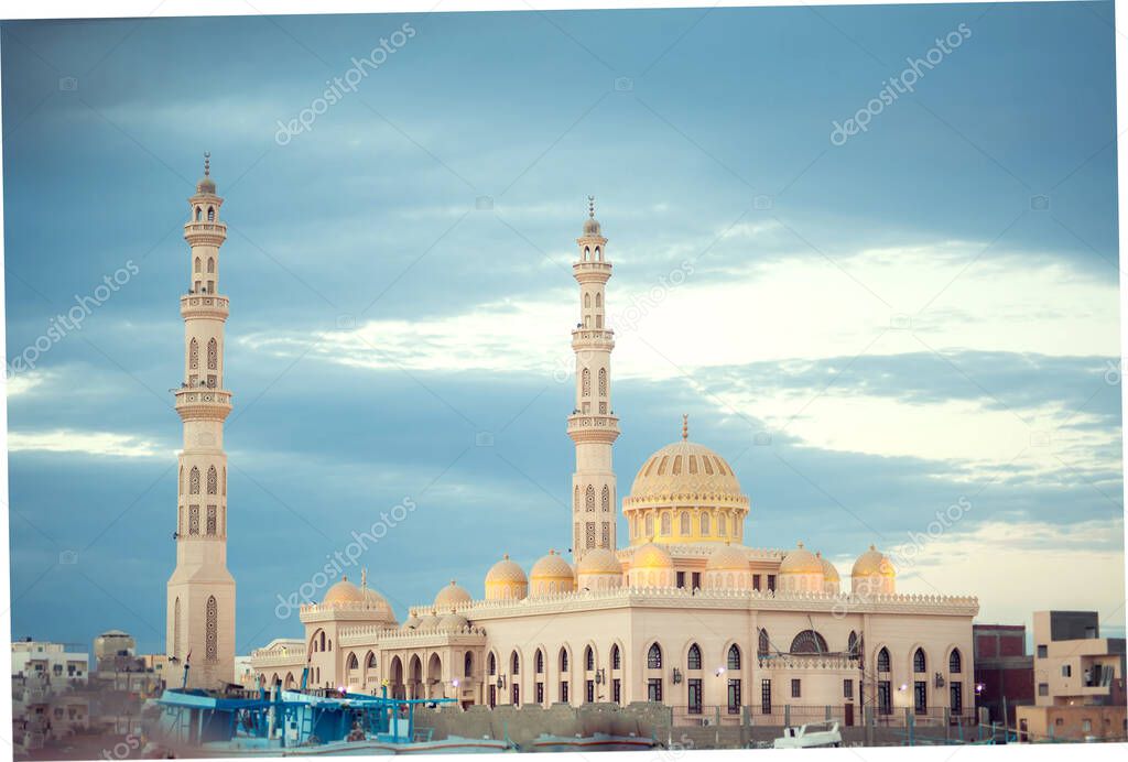 Hurghada, Egypt, December 2018 - The main mosque in the center of Hurghada city