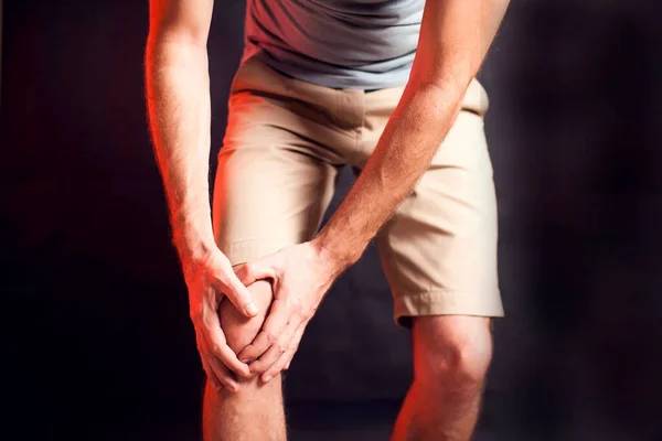 Man Feels Knee Pain People Healthcare Medicine Concept — Stock Photo, Image