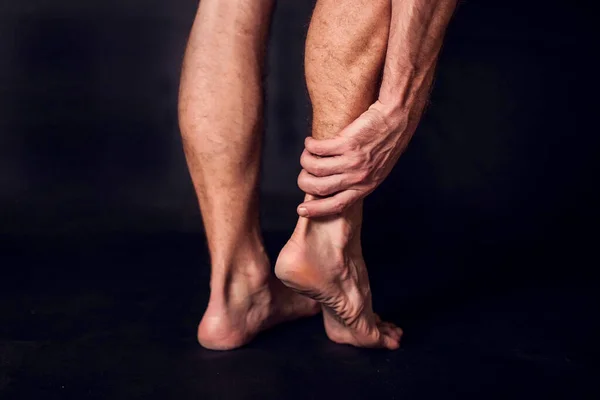 Man Feels Foot Pain People Healthcare Medicine Concept — Stock Photo, Image