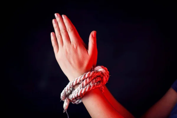 Woman Bound Hands Woman Violence Concept — Stock Photo, Image