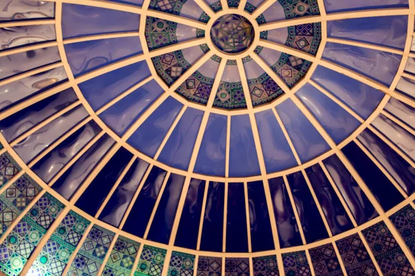 A beautiful glass window dome background. Architecture and design concept