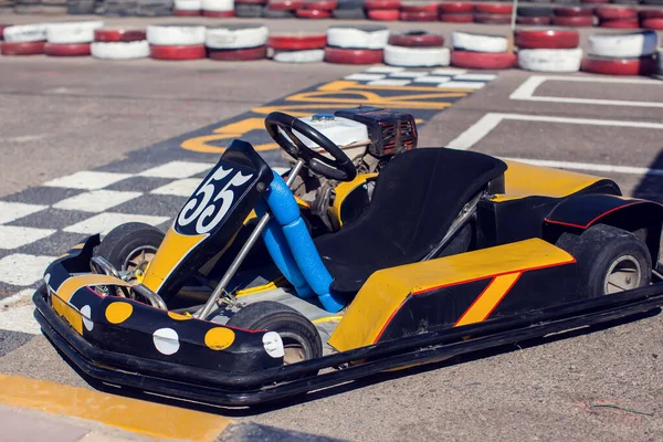 Kart on racing round in the open air. Sport concept
