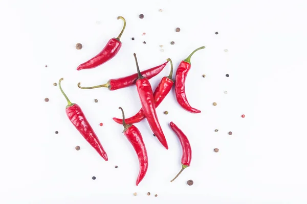 Czerwona Papryka Chili Izolowana Białym Tle Koncepcja Żywności Świeżej Ekologicznej — Zdjęcie stockowe