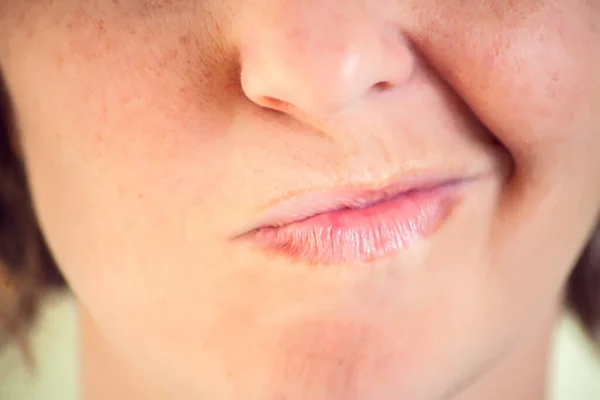 Close Mouth Woman Emotions Concept — Stock Photo, Image