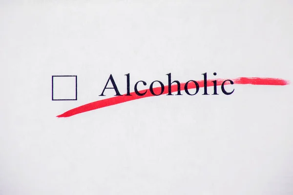 チェックボックス アルコールの単語 フォームと医療の概念を確認する — ストック写真