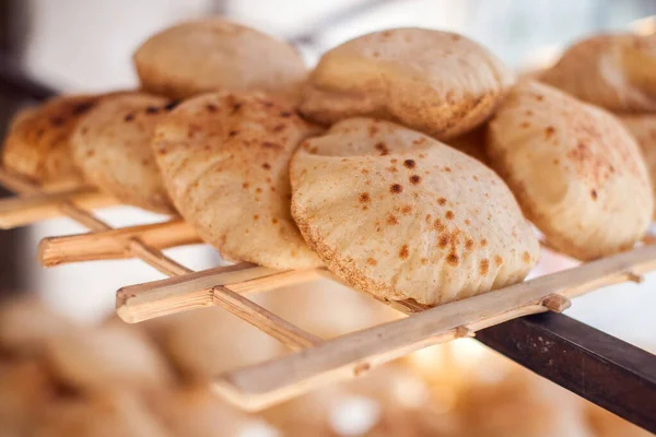 Färsk Arabiskt Bröd Pita Bageriet — Stockfoto