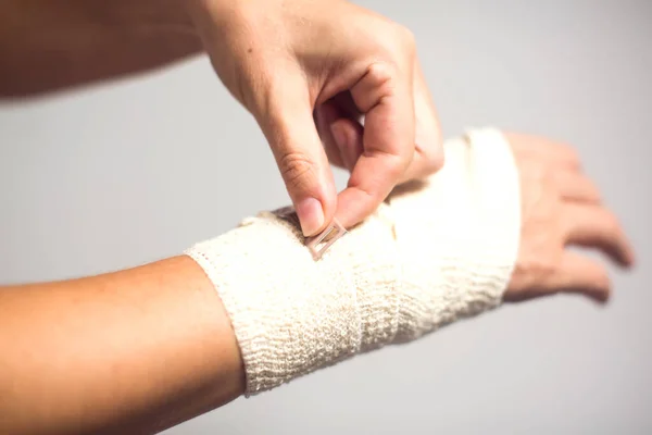 Elastic Bandage Hand Healthcare Medicine Concept — Stok Foto