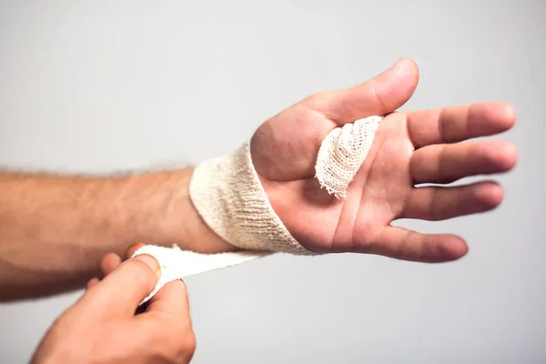 Elastic Bandage Hand Healthcare Medicine Concept — Stok Foto