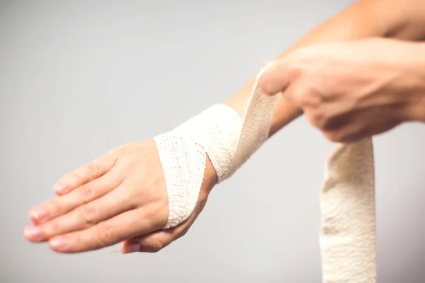 Elastic Bandage Hand Healthcare Medicine Concept Stok Lukisan  