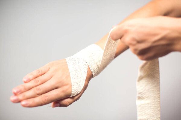 Elastic Bandage Hand Healthcare Medicine Concept Royalty Free Stock Images