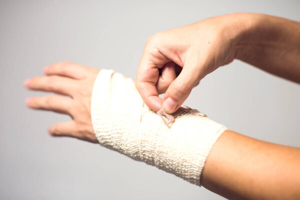 Elastic Bandage Hand Healthcare Medicine Concept Royalty Free Stock Images