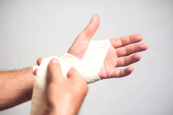 Elastic Bandage Hand Healthcare Medicine Concept Stok Foto Bebas Royalti