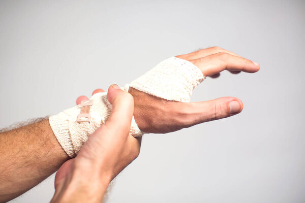 Elastic Bandage Hand Healthcare Medicine Concept Stock Picture