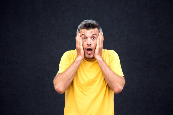 Surprised Shocked Male Wit Open Mouth People Emotions Concept Stock Photo